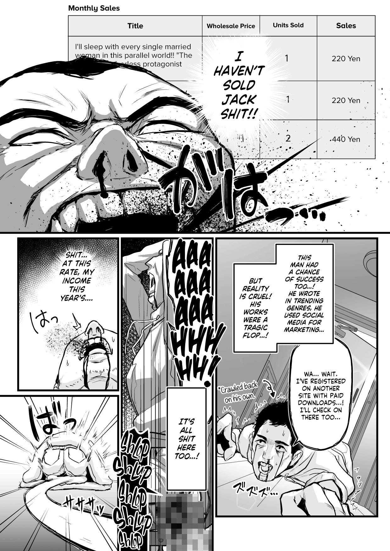 Maduro [Yachou (Bloiler Yachou)] [Jitsuroku!] DL Doujin ga Urenasasugite Kusogaki ni Natte Shimatta Otoko | [True Account!] The Man Whose DL Doujins Sold So Poorly He Turned Into A Brat [English] [CulturedCommissions] Swallowing - Page 5