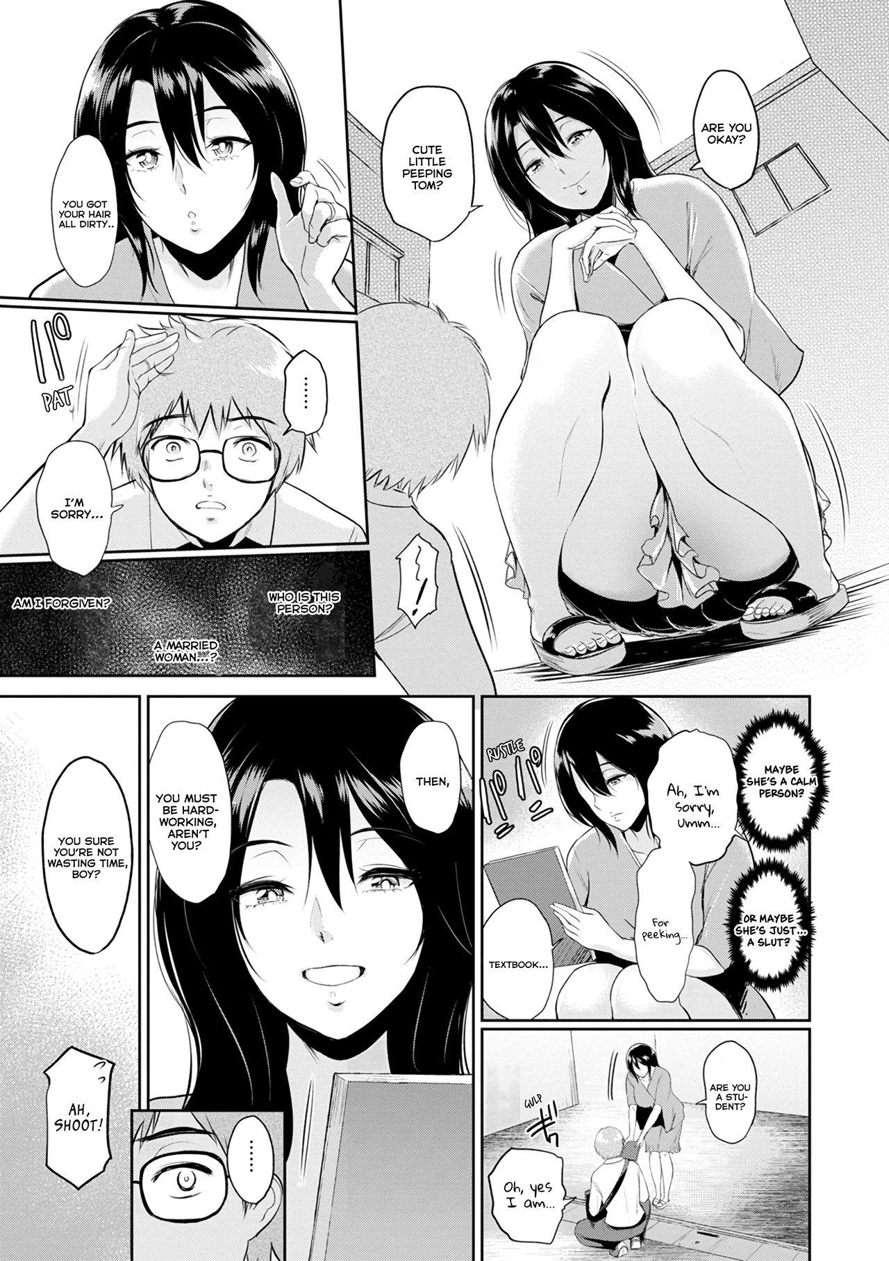Porno 18 Miwa-san no Nakaniwa de | In Ms. Miwa's Courtyard Handjobs - Page 4